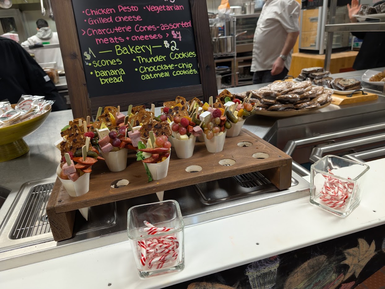Charcuterie cones and baking on the counter at the THSS Culinary Café